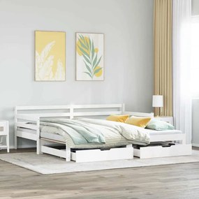 Sofá-cama com gavetão e gavetas sem colchão 90x190 cm branco