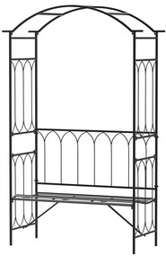 Arco de jardim com banco de metal suporte para plantas trepadeiras e r