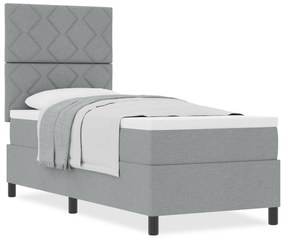 Cama Box Spring com Colchão Cinza Claro 80x200 cm Tecido