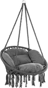 Cadeira suspensa 80x60x140cm redonda com almofadas antracite