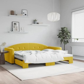 vidaXL Sofá-cama com gavetão 90x200 cm veludo amarelo