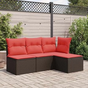 vidaXL Banco de jardim com almofada marrom 55x55x37 cm vime sintético