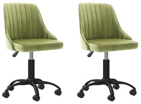 vidaXL Cadeiras de jantar giratórias 2 pcs veludo verde-claro