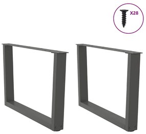 Mesa de jantar pernas 2pcs forma V 70x(42-43,3)cm aço antracite