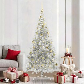 vidaXL Árvore de Natal Artificial Pré-iluminada Prateado 210 cm PET