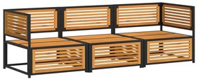 3 pcs conjunto de sofás de jardim com almofadões acácia maciça