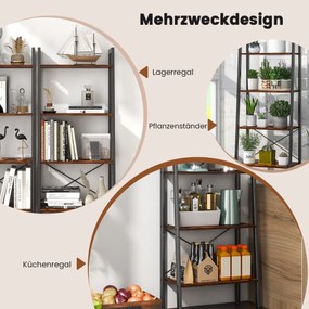 Estante de 4 níveis com estrutura de metal - marrom