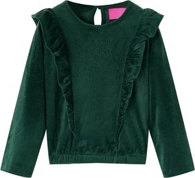 Blusa para criança com folhos verde-escuro 92