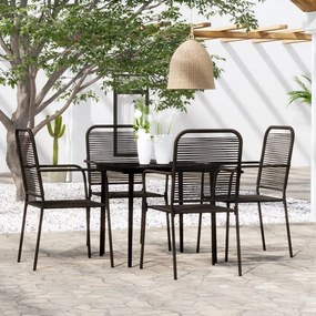 vidaXL 5 pcs Conjunto de jantar para jardim preto