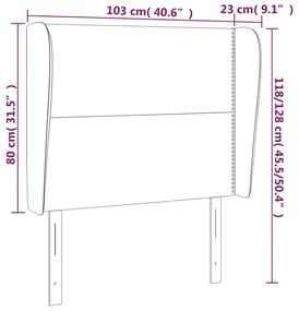 Cabeceira de cama c/ abas tecido 103x23x118/128 cm creme