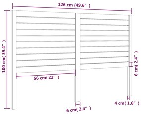 Cabeceira de cama 126x4x100 cm pinho maciço cinzento