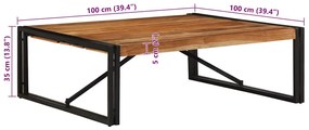 Mesa de centro 100x100x35 cm madeira de acácia maciça