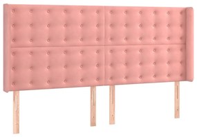 Cama box spring c/ colchão/LED 180x200 cm veludo rosa