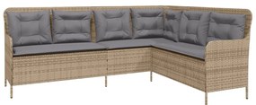 2 pcs conjunto de sofás p/ jardim com almofadões vime PE bege