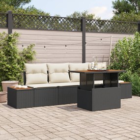 Conjunto de Jantar para Jardim de 5 Peças com Almofadas em Rattan Poli