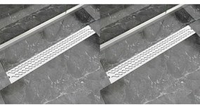 VidaXL Dreno de chuveiro linear 2 pcs onda 930x140 mm aço inoxidável