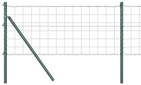 Cerca Europeia com 13 postes, 0.4 x 50m, Aço Galvanizado Verde