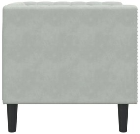 Sofá chesterfield veludo cinzento-claro