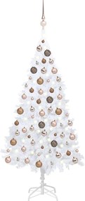 3077625 vidaXL Árvore de Natal artificial + luzes LED e bolas 120cm PVC branco