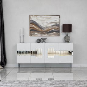 Console Paris – Branco e Prateado – 180 cm x 80 cm x 40 cm