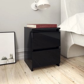 vidaXL Mesas de cabeceira 2 pcs 30x30x40 cm contrapl. preto brilhante