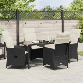 Conjunto de Jantar de Jardim 5 Peças com Almofadas em Rattan Poly Pret