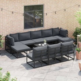 Conjunto de Sofá de Jardim 11 pcs Preto 70 x 70 x 32 cm