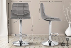 Conjunto de 2 bancos de bar Jerry em veludo com estrutura cromada 87-108,5 x 43 x 46,5 cm Cinzento
