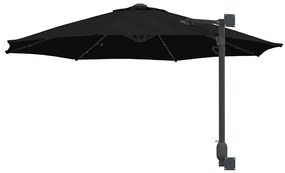 Guarda-sol de Jardim com LEDs, preto, 248 cm