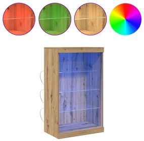 Sideboard vidaXL com luzes LED Carvalho Artesanal 60,5x37x100 cm