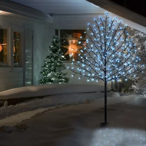 Árvore de cerejeira em flor com LEDs para interior e exterior de 220 cm Preto (base e estrutura) + Azul (luz)