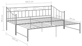 Estrutura sofá-cama de puxar 90x200 cm metal cinzento