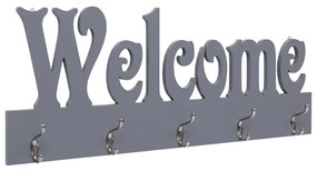 vidaXL Cabide de parede WELCOME 74x29,5 cm cinzento
