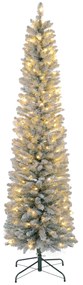 HOMCOM Árvore de Natal 210 cm Árvore de Natal Artificial Nevada com 180 Luzes LED 405 Ramos Verde e Branco