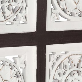 Painel parede esculpido à mão MDF 40x40x1,5 cm castanho/branco