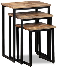 Conjunto mesas centro encastrar 3 pcs teca reciclada maciça