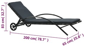 Espreguiçadeiras com mesa vime PE antracite