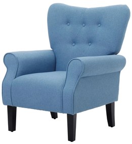 HOMCOM Poltrona de Sala de Estar Estofada Poltrona Relax com Apoio para os Braços Assento Acolchoado e Pés de Madeira Estilo Moderno para Dormitório 78x74x97cm Azul Claro