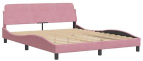 Cama com colchão 160x200 cm veludo rosa