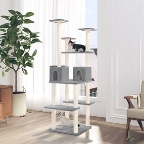 vidaXL Árvore p/ gatos c/ postes arranhadores sisal 167 cm cinza-claro