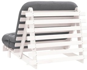 Sofá-cama futon com colchão 100x206x11 cm pinho maciço branco