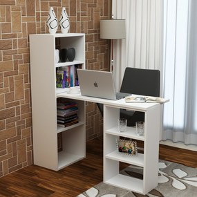 Secretária Last – Branco – Mesa: 90x70x40 cm, Armário: 40x123x30 cm