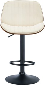 Banco de bar Nova em couro sintético e com estrutura preta 49,5 x 90-111 x 50 cm Cor Nogueira + Creme