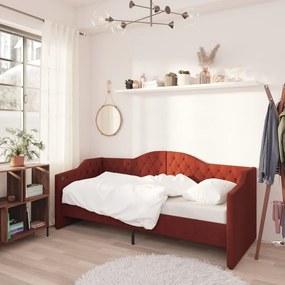 3080285 vidaXL Sofá-cama c/ colchão e saída USB 90x200cm tecido vermelho tinto