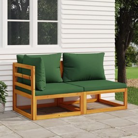 vidaXL 2 pcs conjunto de sofás de jardim c/ almofadões acácia maciça