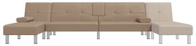Sofá-cama em forma de L 255x140x70 cm couro artif. cappuccino