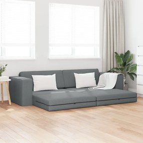 Sofá Cama de Chão 2 em 1 Cinza Escuro 245x150x60.5 cm Tecido