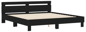 Estrutura cama c/ cabeceira 160x200 cm derivados madeira preto