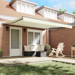 Toldo Retrátil Manual Creme 400x300 cm Poliéster e Alumínio