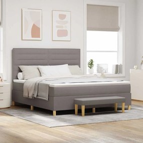 Cama Box com Colchão e Banco vidaXL Taupe 180x200 cm Tecido